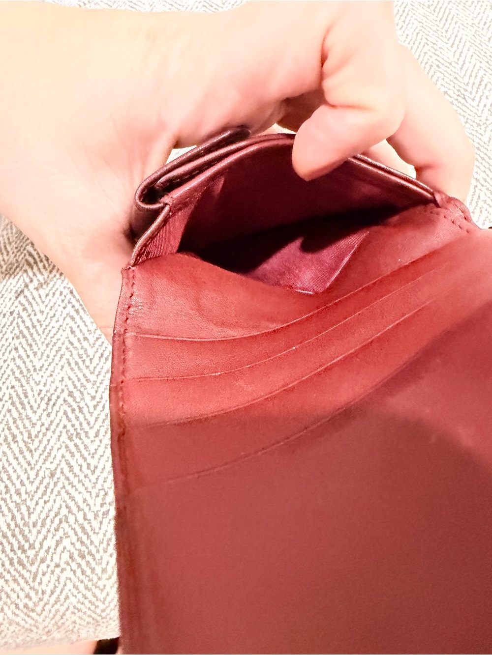 Cartier Burgundy Leather Card Wallet with Gold 24k Gold Corner Accents - Picture 11 of 14